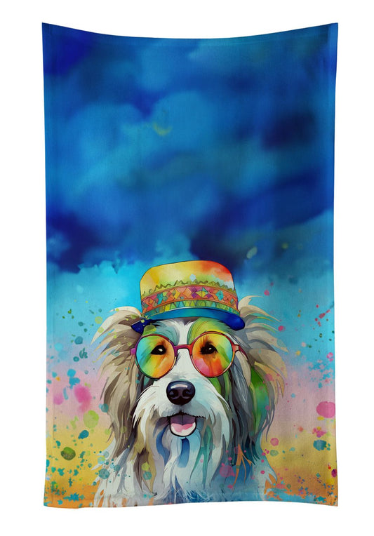 Bearded Collie Hippie Dawg Kitchen Towel Dish Cloths Guest Hand Towel Decorative Bathroom Towel for Face,Tea, Dishcloth, Kitchen and Bath
