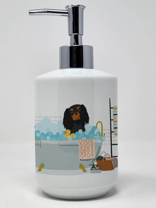 Black and Tan Cavalier Spaniel Ceramic Soap Dispenser Hand Soap Dispenser Pump Bottles for Bathroom Kitchen, Empty Refillable Liquid Soap Container