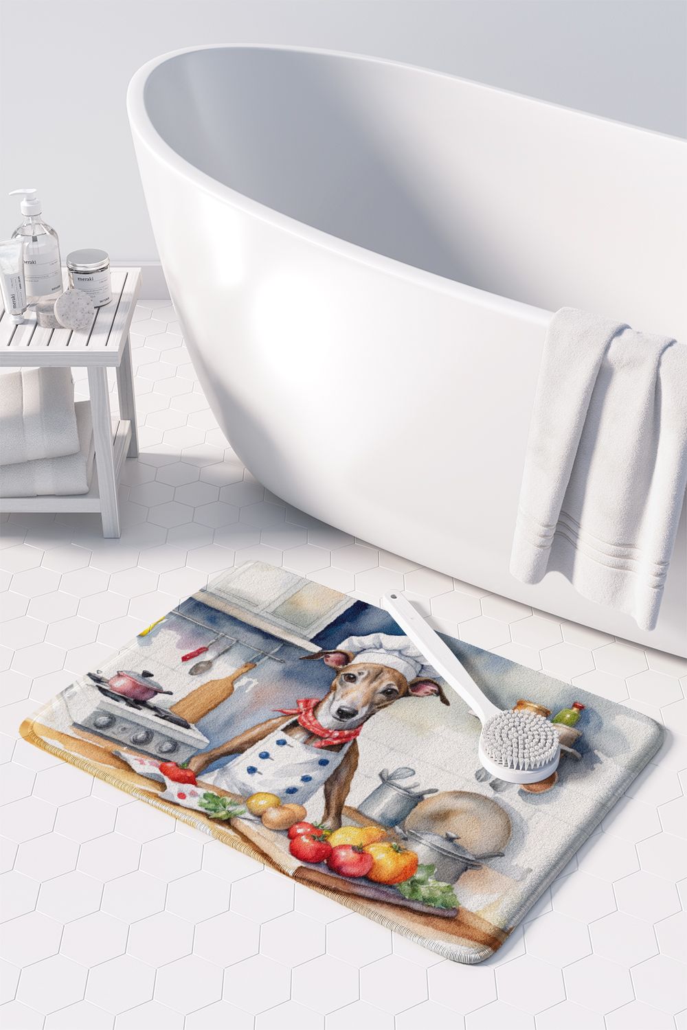Greyhound The Chef Memory Foam Kitchen Mat Machine Washable Anti-Fatigue Mat Cushion Comfort Bath Mat or Kitchen Rug