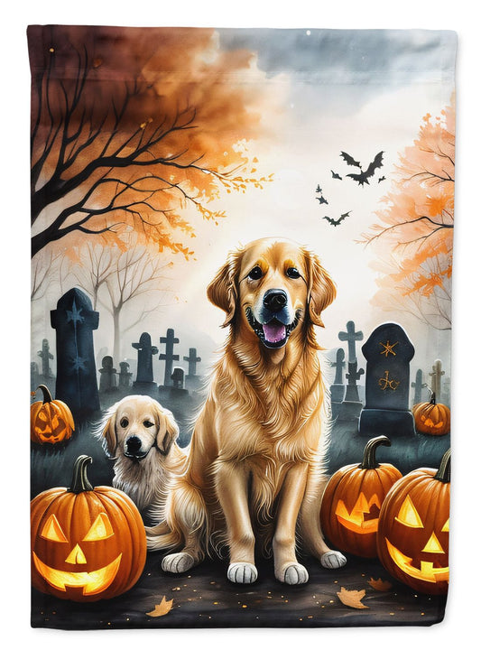 Golden Retriever Spooky Halloween House Flag Large Porch Sleeve Pole Decorative Outside Yard Banner Artwork Wall Hanging, Polyester, House Size, Multicolor