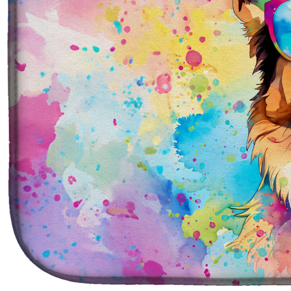 German Shepherd Hippie Dawg Dish Drying Mat Absorbent Dish Drying Mat Pad for Kitchen Counter Dish Drainer Mat for Countertop, 14 x 21", Multicolor