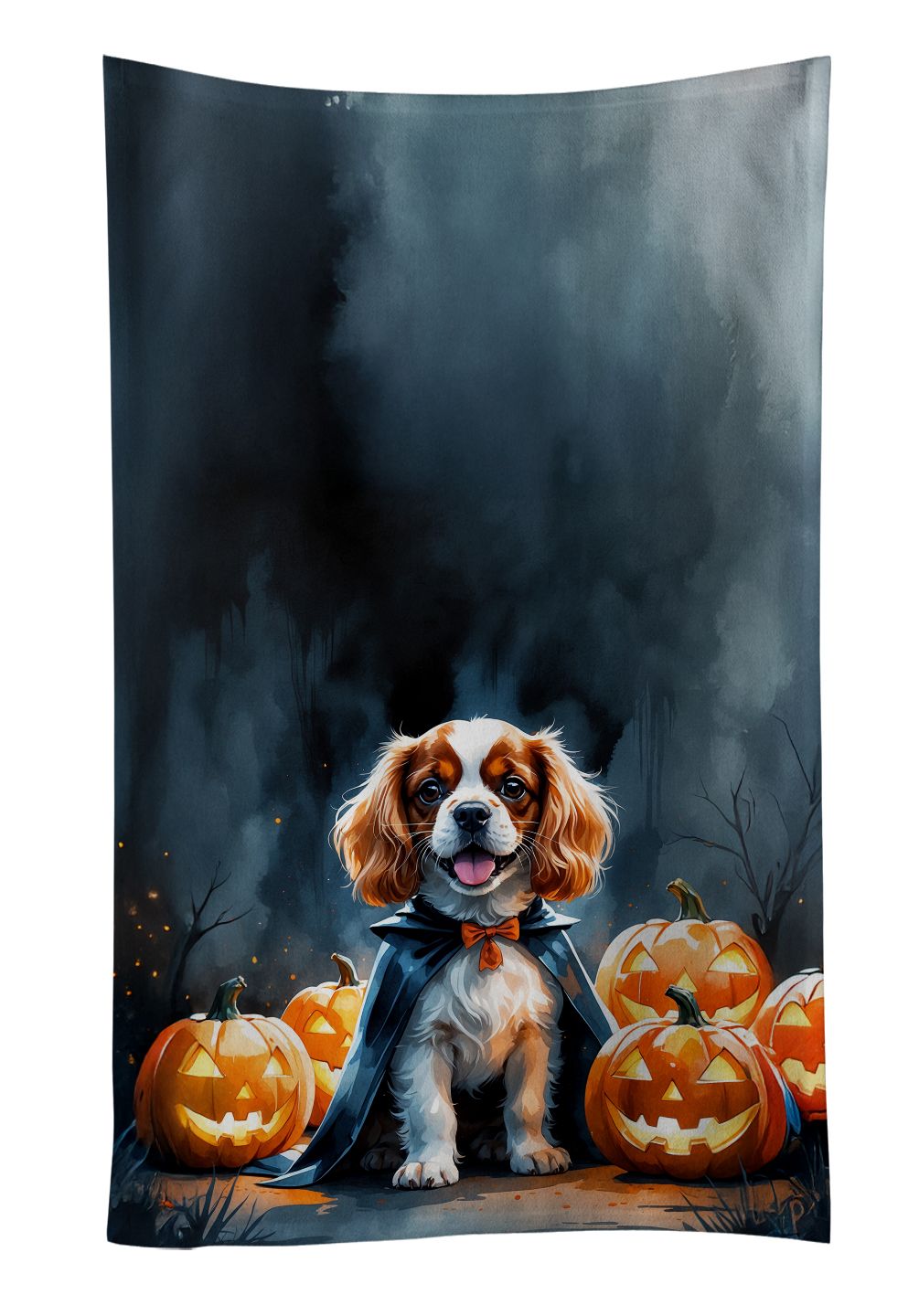 Cavalier Spaniel Puppy Halloween Kitchen Towel Dish Cloths Guest Hand Towel Decorative Bathroom Towel for Face,Tea, Dishcloth, Kitchen and Bath
