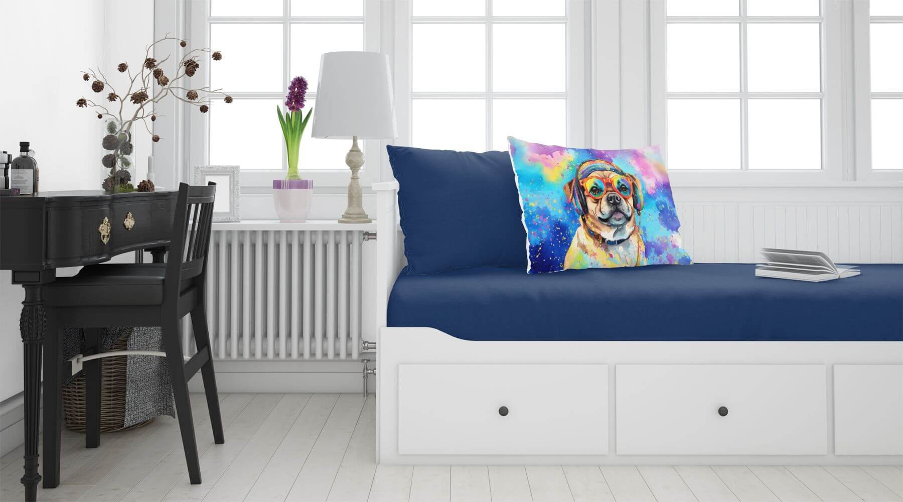 Pug Hippie Dawg Standard Pillowcase Lightweight Super Soft Easy Care Decorative Artwork Pillowcase, Standard