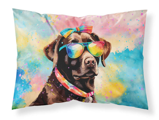 Chocolate Labrador Hippie Dawg Standard Pillowcase Lightweight Super Soft Easy Care Decorative Artwork Pillowcase, Standard