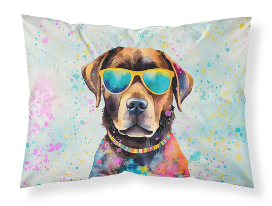 Chocolate Labrador Hippie Dawg Standard Pillowcase Lightweight Super Soft Easy Care Decorative Artwork Pillowcase, Standard