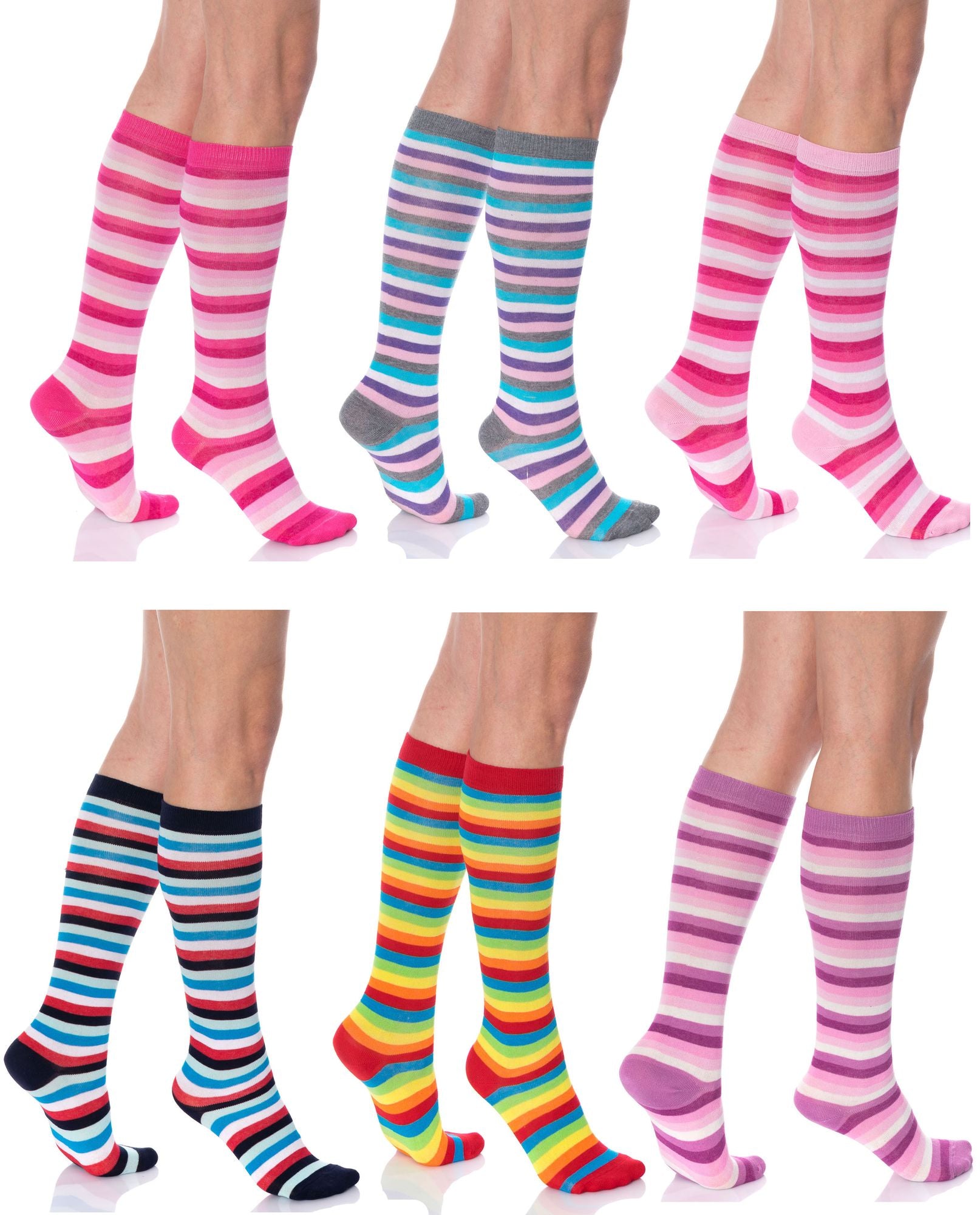 Knee High Socks for Women 6 Pairs Colorful Over the Calf Knee Socks