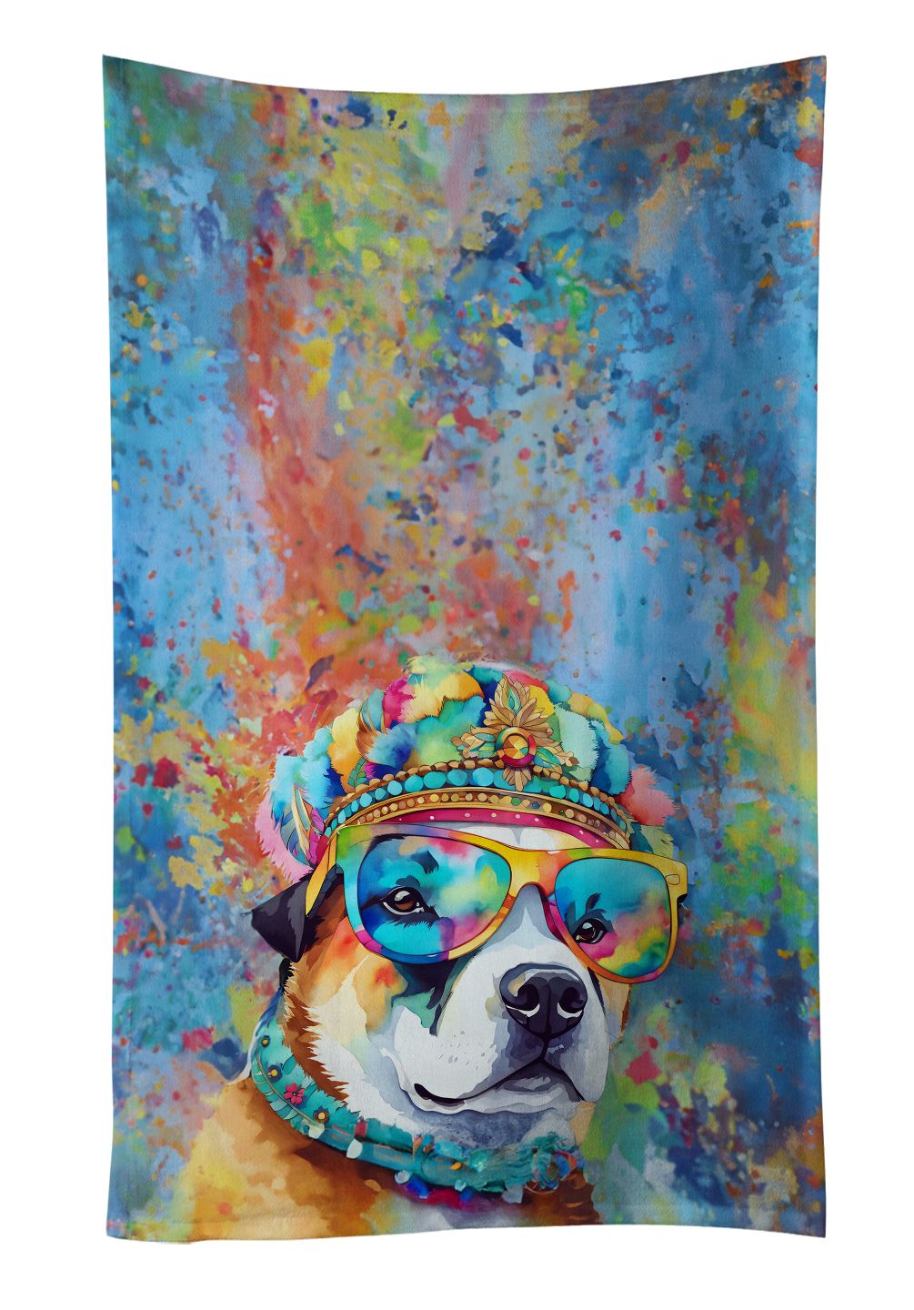 Akita Hippie Dawg Kitchen Towel Dish Cloths Guest Hand Towel Decorative Bathroom Towel for Face,Tea, Dishcloth, Kitchen and Bath