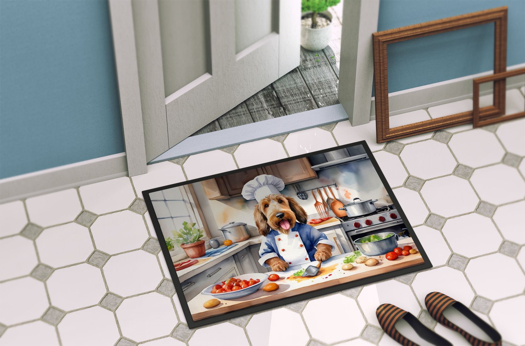 Otterhound The Chef Doormat Front Door Mat Indoor Outdoor Rugs for Entryway, Non Slip Washable Low Pile, 24H X 36W