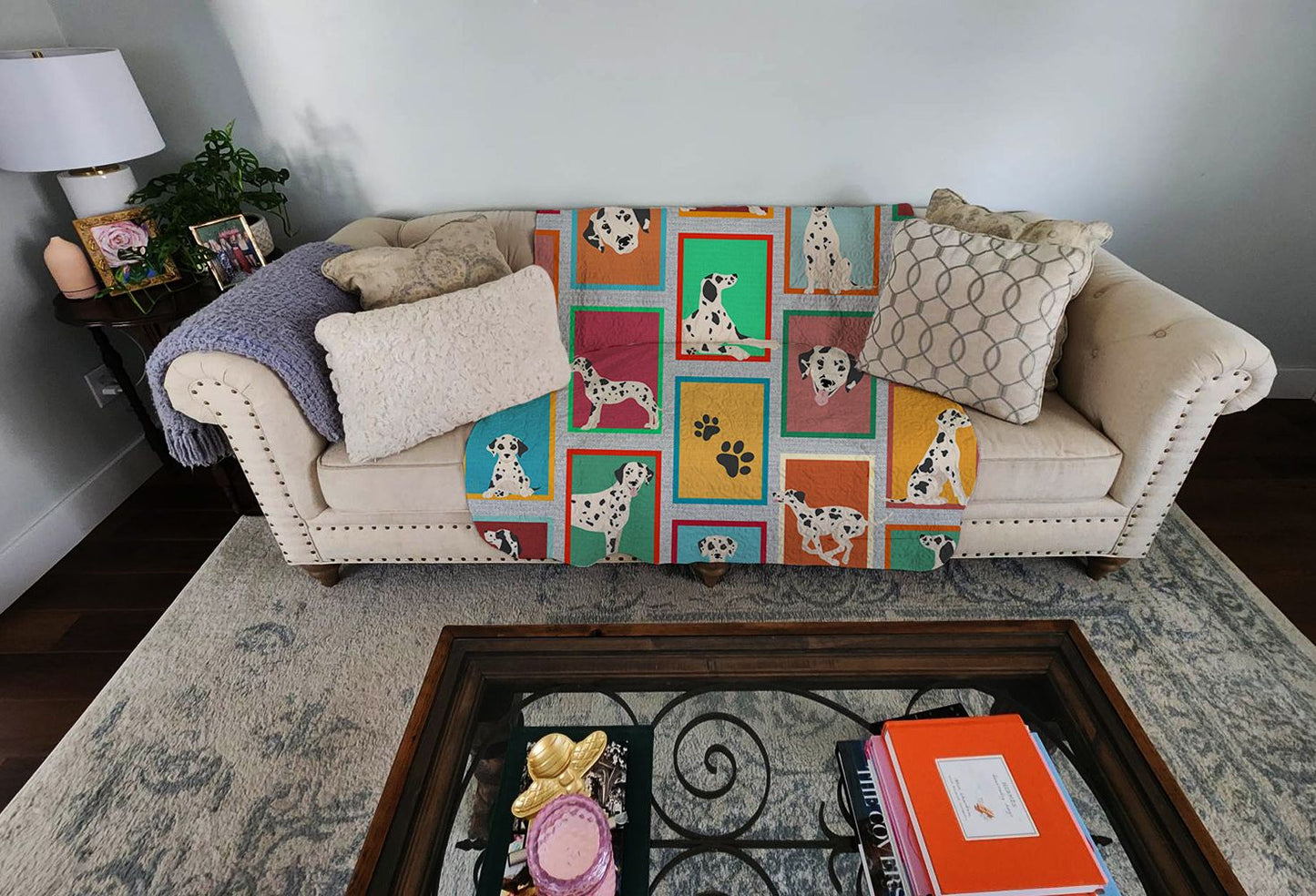 Lots of Dalmatian Quilted Blanket 50x60 Artwork Pattern Quilted Throw Blanket for Bed, Couch, Sofa, Soft and Lightweight