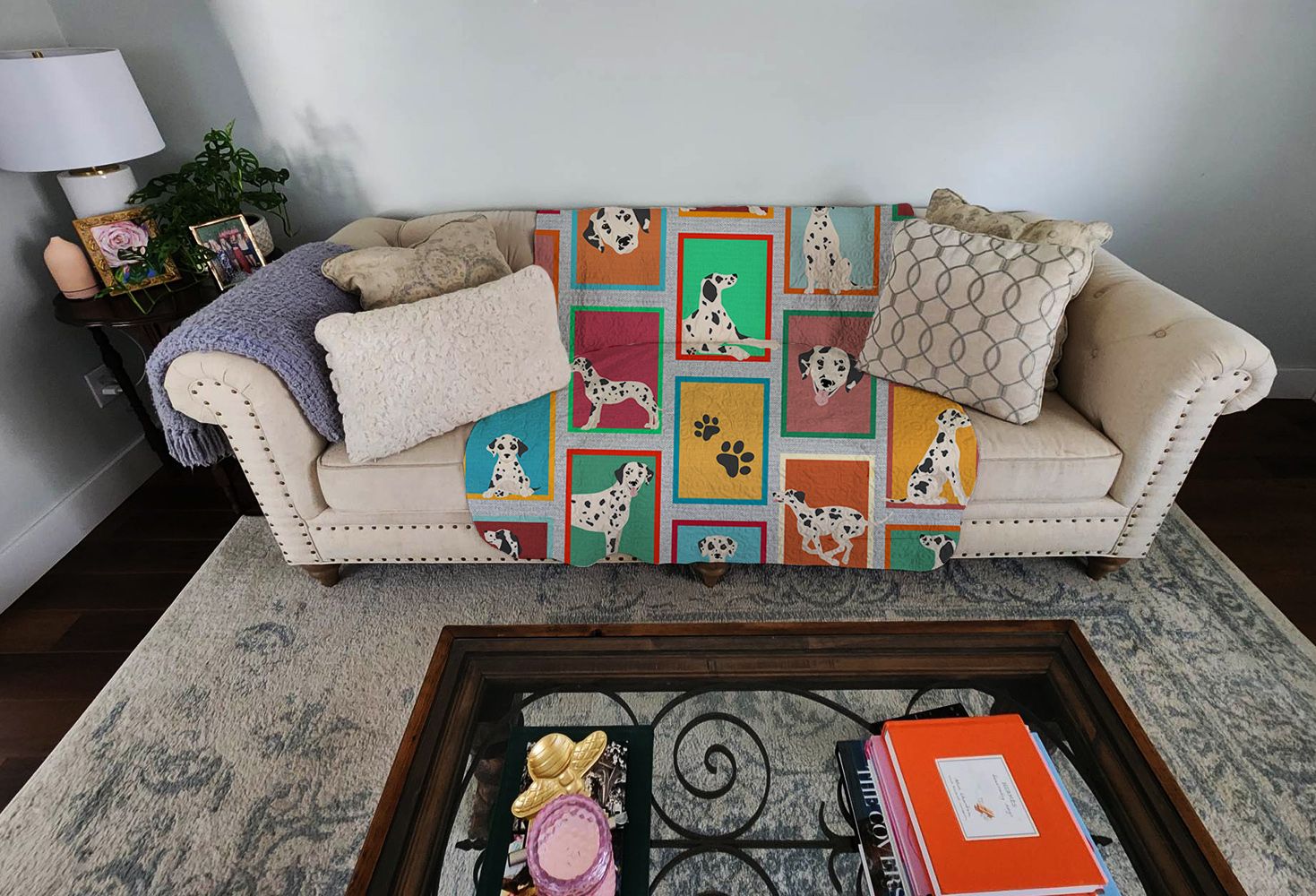 Lots of Dalmatian Quilted Blanket 50x60 Artwork Pattern Quilted Throw Blanket for Bed, Couch, Sofa, Soft and Lightweight