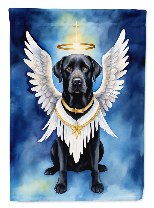 Black Labrador Retriever My Angel House Flag Large Porch Sleeve Pole Decorative Outside Yard Banner Artwork Wall Hanging, Polyester, House Size, Multicolor