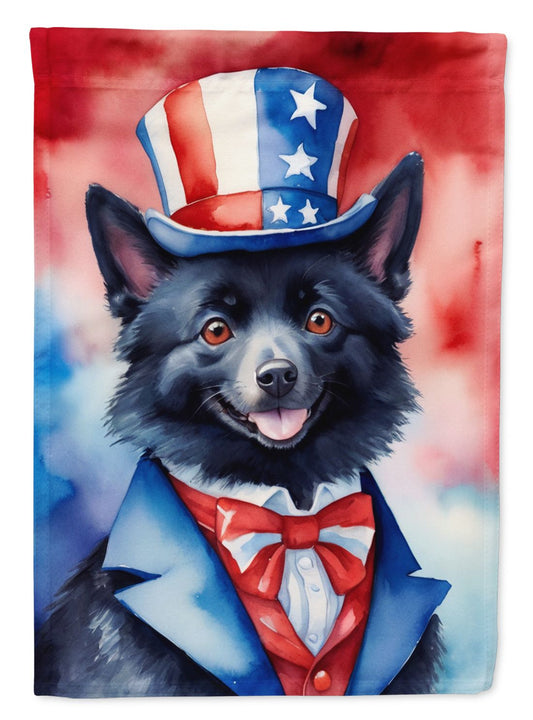 Schipperke Patriotic American House Flag Large Porch Sleeve Pole Decorative Outside Yard Banner Artwork Wall Hanging, Polyester, House Size, Multicolor