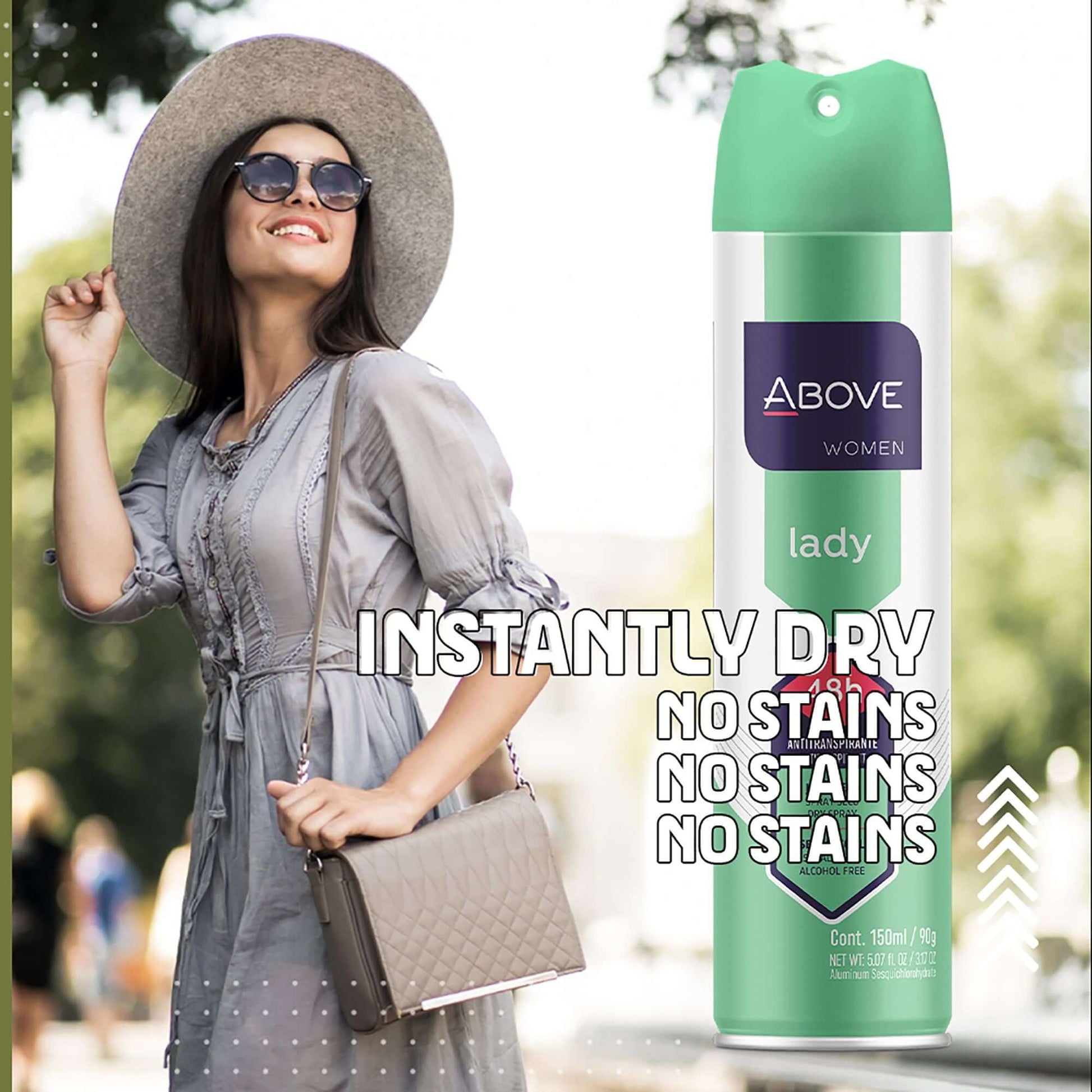 ABOVE Lady - 48 Hours Antiperspirant Deodorant - Dry Spray for Women - Notes of verbena, Raspberry and Pomegranate - Protects Against Sweat and Body Odor - Stain and Cruelty Free - 3.17 oz - Clothes For Her Online Store
