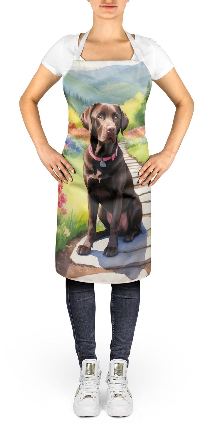 Labrador Retriever Spring Path Apron Cooking Kitchen Server Baking Crafts Gardening for Adult Women Men, Unisex, Large, Multicolor