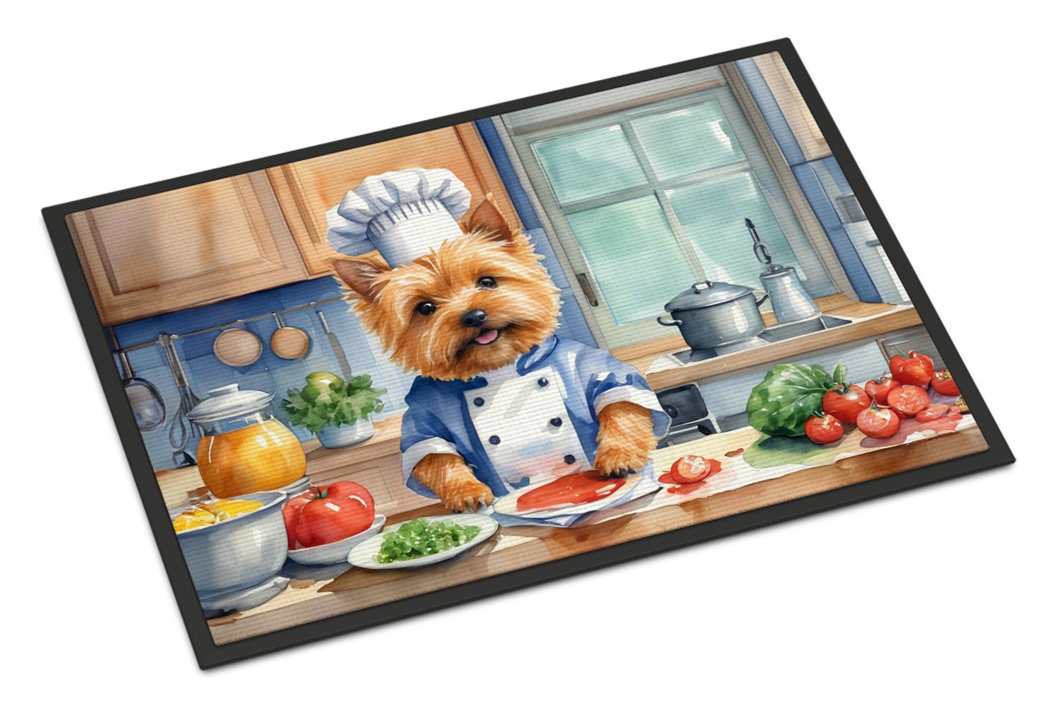 Norwich Terrier The Chef Doormat Front Door Mat Indoor Outdoor Rugs for Entryway, Non Slip Washable Low Pile, 24H X 36W
