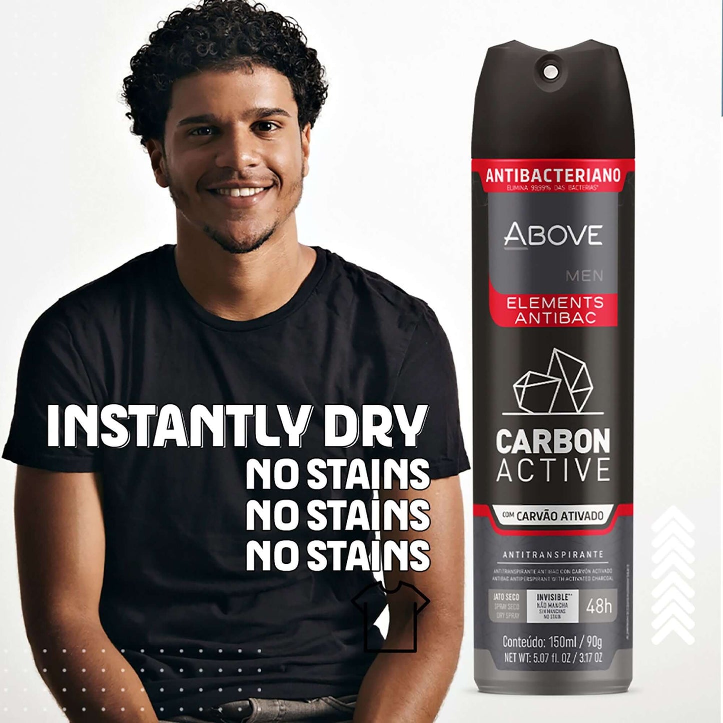 ABOVE Carbon Active - 48 Hours Elements Antiperspirant Deodorant Spray for Men - Mint, Mandarin, and Orange - Protects Against Sweat and Body Odor - Stain, Cruelty, and Alcohol Free - 3.17 oz