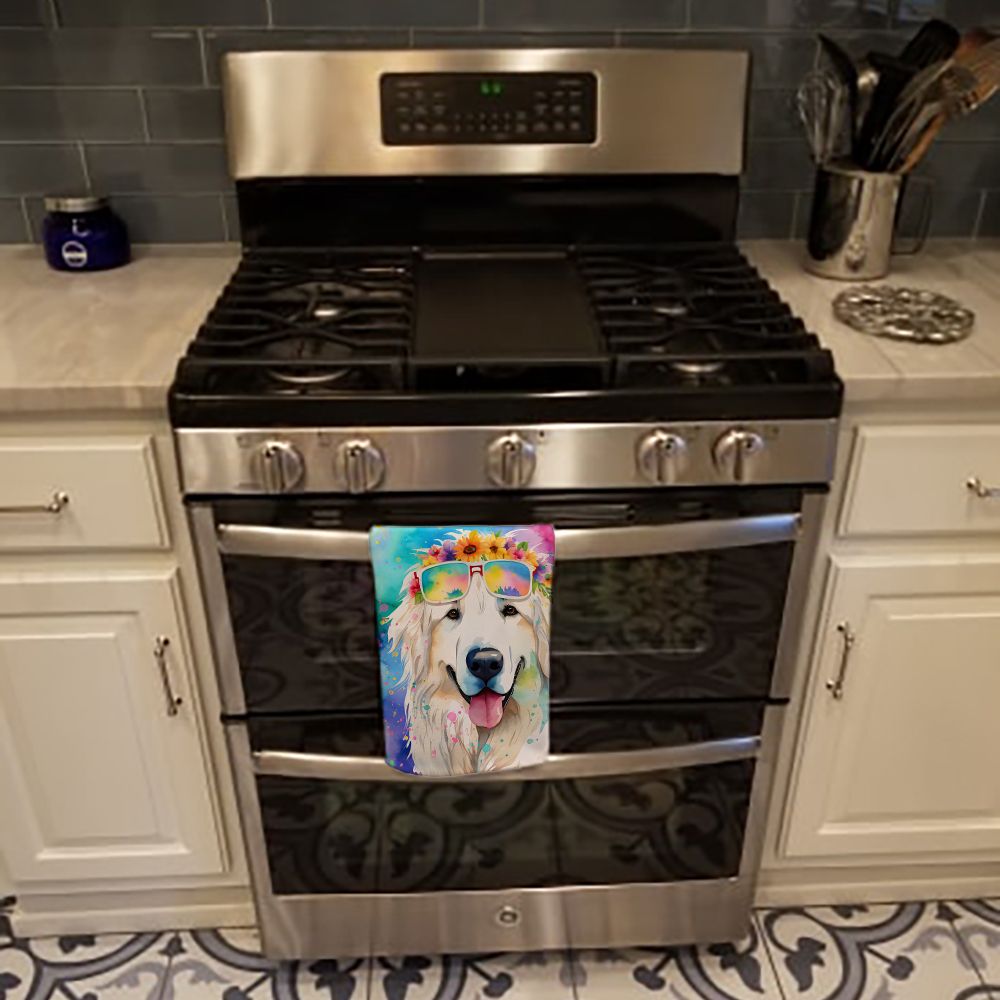 Great Pyrenees Hippie Dawg Kitchen Towel Dish Cloths Guest Hand Towel Decorative Bathroom Towel for Face,Tea, Dishcloth, Kitchen and Bath