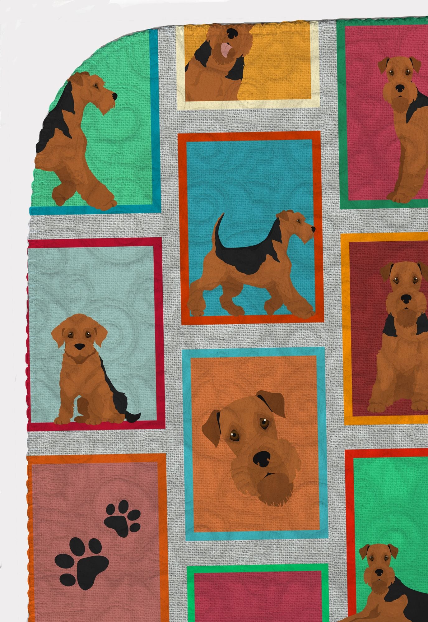 Lots of Airedale Terrier Quilted Blanket 50x60 Artwork Pattern Quilted Throw Blanket for Bed, Couch, Sofa, Soft and Lightweight