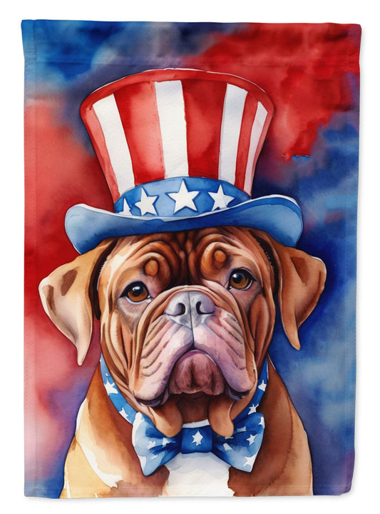 Dogue de Bordeaux Patriotic American House Flag Large Porch Sleeve Pole Decorative Outside Yard Banner Artwork Wall Hanging, Polyester, House Size, Multicolor