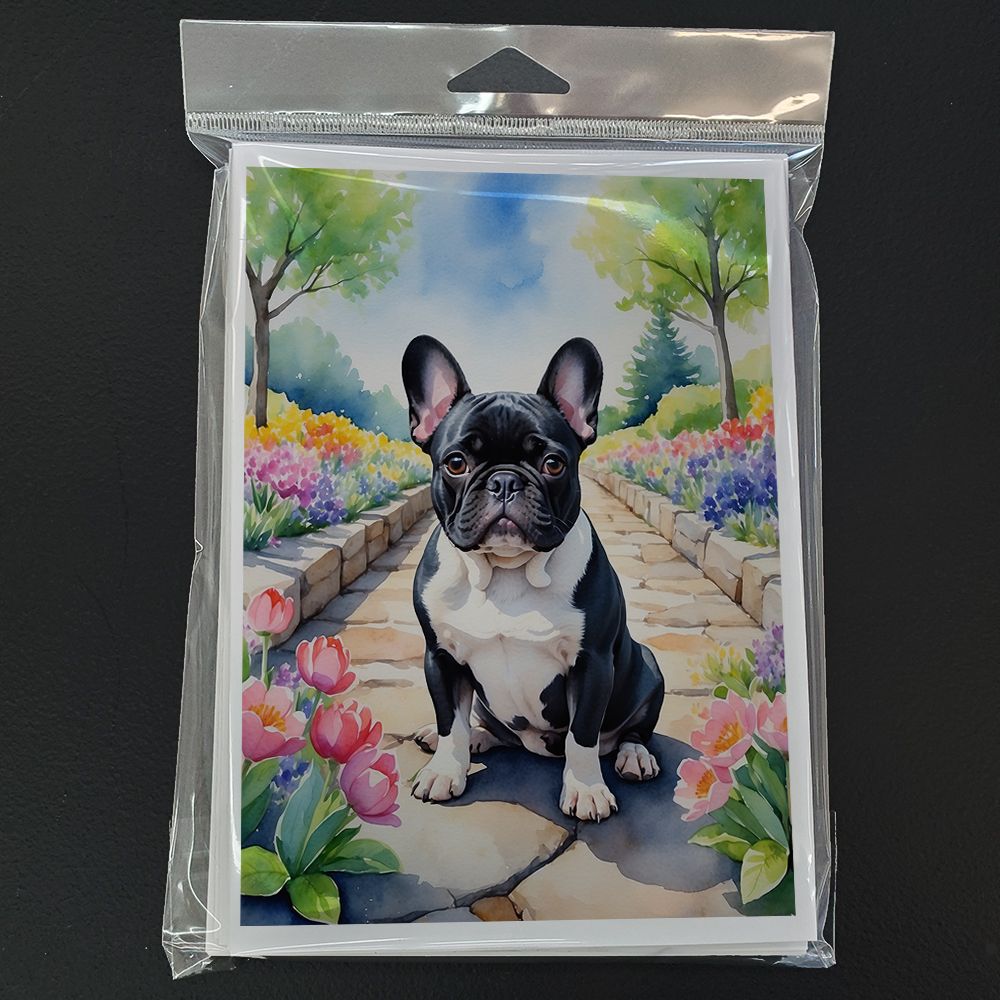 French Bulldog Spring Path Greeting Cards Pack of 8 Blank Cards with Envelopes Whimsical A7 Size 5x7 Blank Note Cards