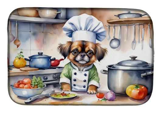 Tibetan Spaniel The Chef Dish Drying Mat Absorbent Dish Drying Mat Pad for Kitchen Counter Dish Drainer Mat for Countertop, 14 x 21", Multicolor