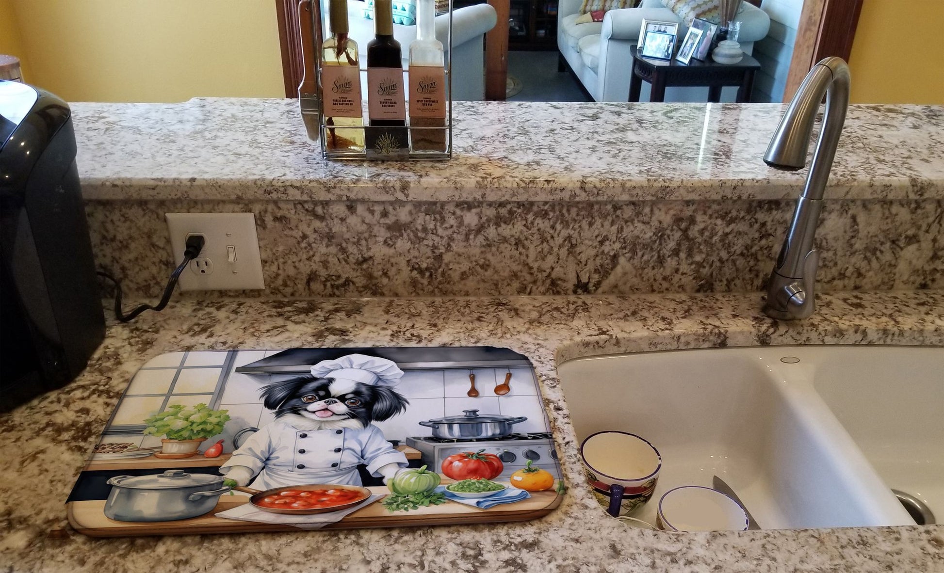 Japanese Chin The Chef Dish Drying Mat Absorbent Dish Drying Mat Pad for Kitchen Counter Dish Drainer Mat for Countertop, 14 x 21", Multicolor