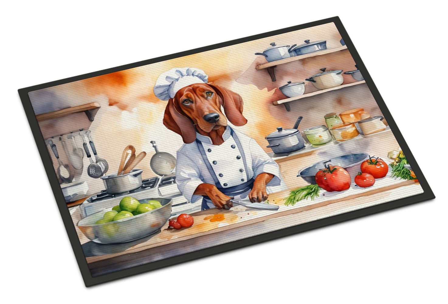 NEW Redbone Coonhound The Chef Doormat Front Door Mat Indoor Outdoor Rugs for Entryway, Non Slip Washable Low Pile, 18H X 27W