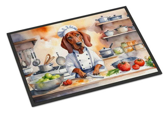 NEW Redbone Coonhound The Chef Doormat Front Door Mat Indoor Outdoor Rugs for Entryway, Non Slip Washable Low Pile, 18H X 27W
