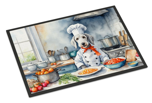 NEW Bedlington Terrier The Chef Doormat Front Door Mat Indoor Outdoor Rugs for Entryway, Non Slip Washable Low Pile, 18H X 27W