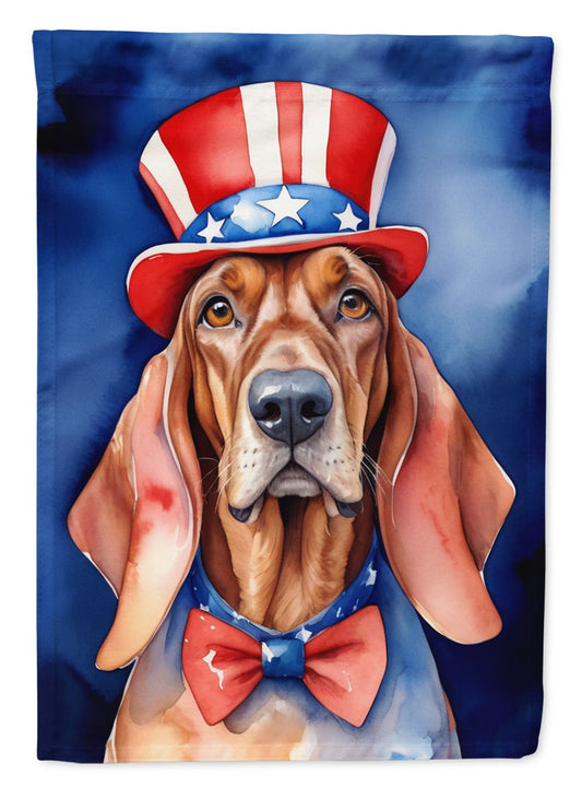 Redbone Coonhound Patriotic American House Flag Large Porch Sleeve Pole Decorative Outside Yard Banner Artwork Wall Hanging, Polyester, House Size, Multicolor