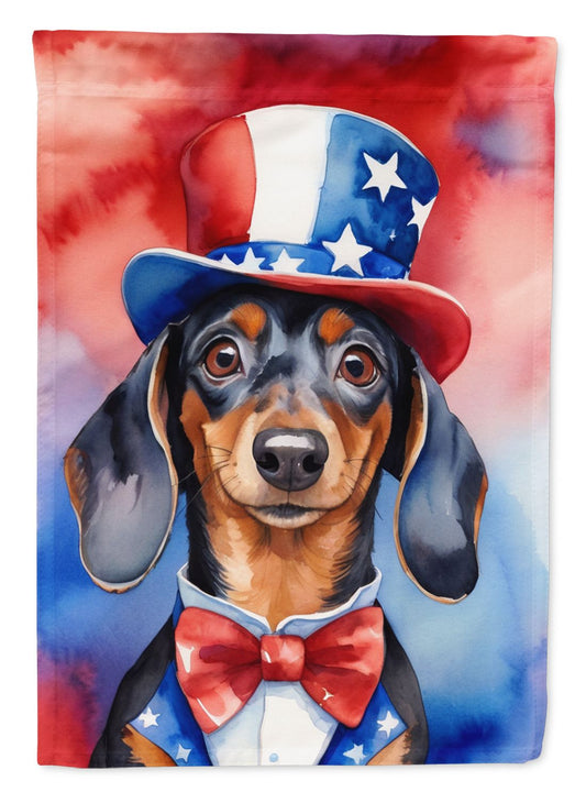 Dachshund Patriotic American House Flag Large Porch Sleeve Pole Decorative Outside Yard Banner Artwork Wall Hanging, Polyester, House Size, Multicolor