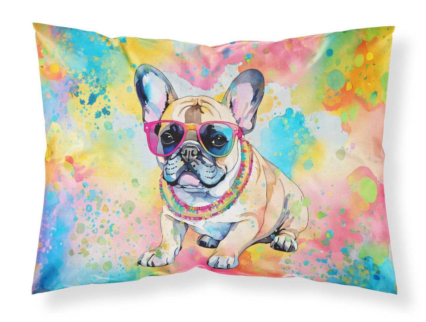 French Bulldog Hippie Dawg Standard Pillowcase Lightweight Super Soft Easy Care Decorative Artwork Pillowcase, Standard