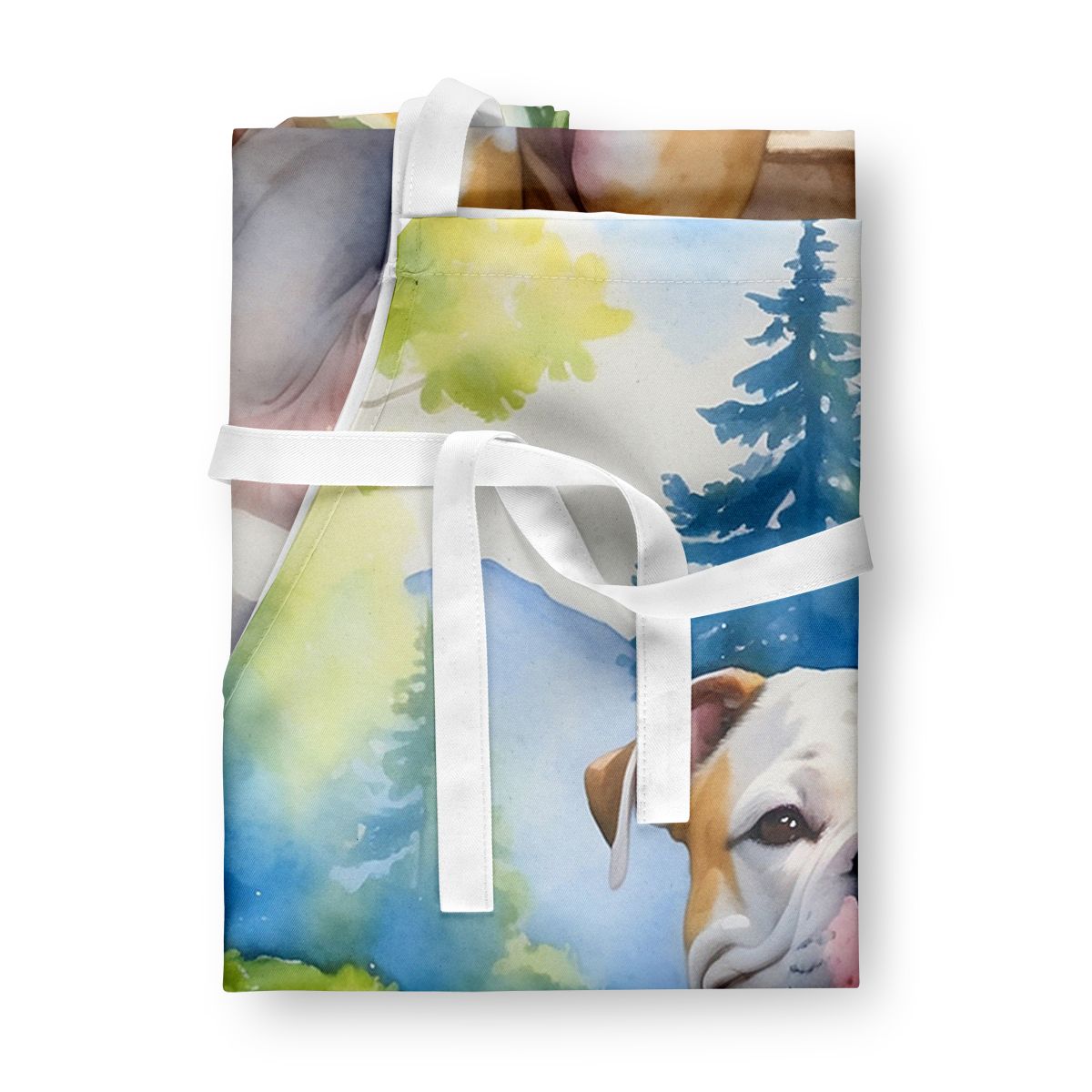 American Bulldog Spring Garden Apron Cooking Kitchen Server Baking Crafts Gardening for Adult Women Men, Unisex, Large, Multicolor
