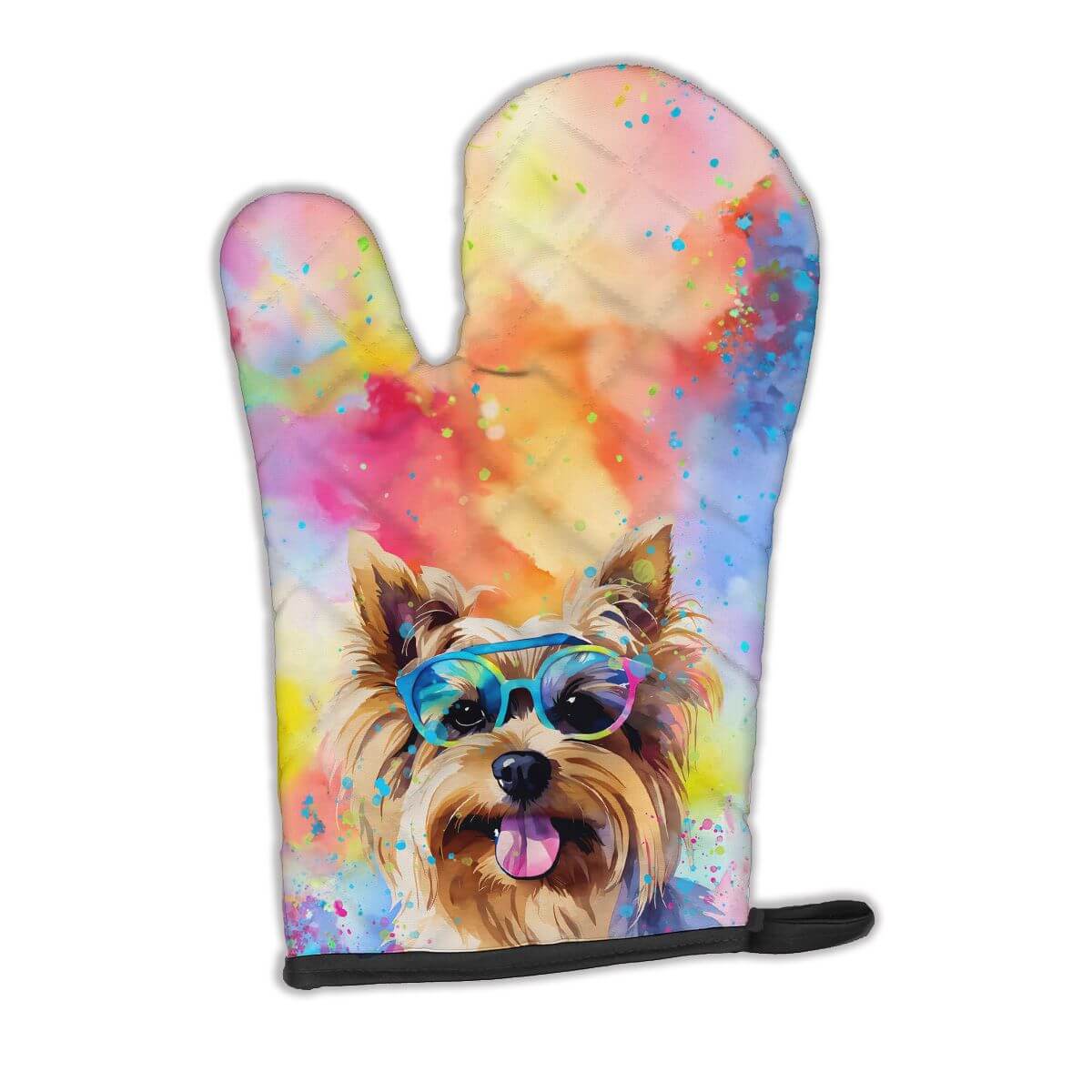 Yorkshire Terrier Hippie Dawg Oven Mitt Heat Resistant Thick Oven Mitt for Hot Pans and Oven, Kitchen Mitt Protect Hands, Cooking Baking Glove