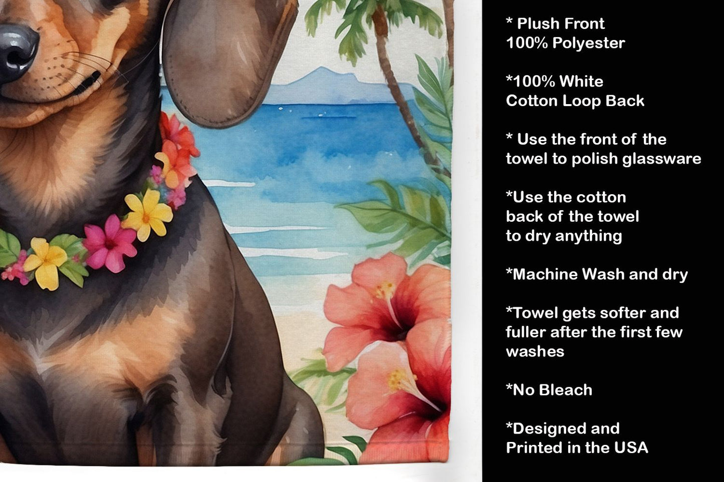 Dachshund Luau Kitchen Towel Dish Cloths Guest Hand Towel Decorative Bathroom Towel for Face,Tea, Dishcloth, Kitchen and Bath