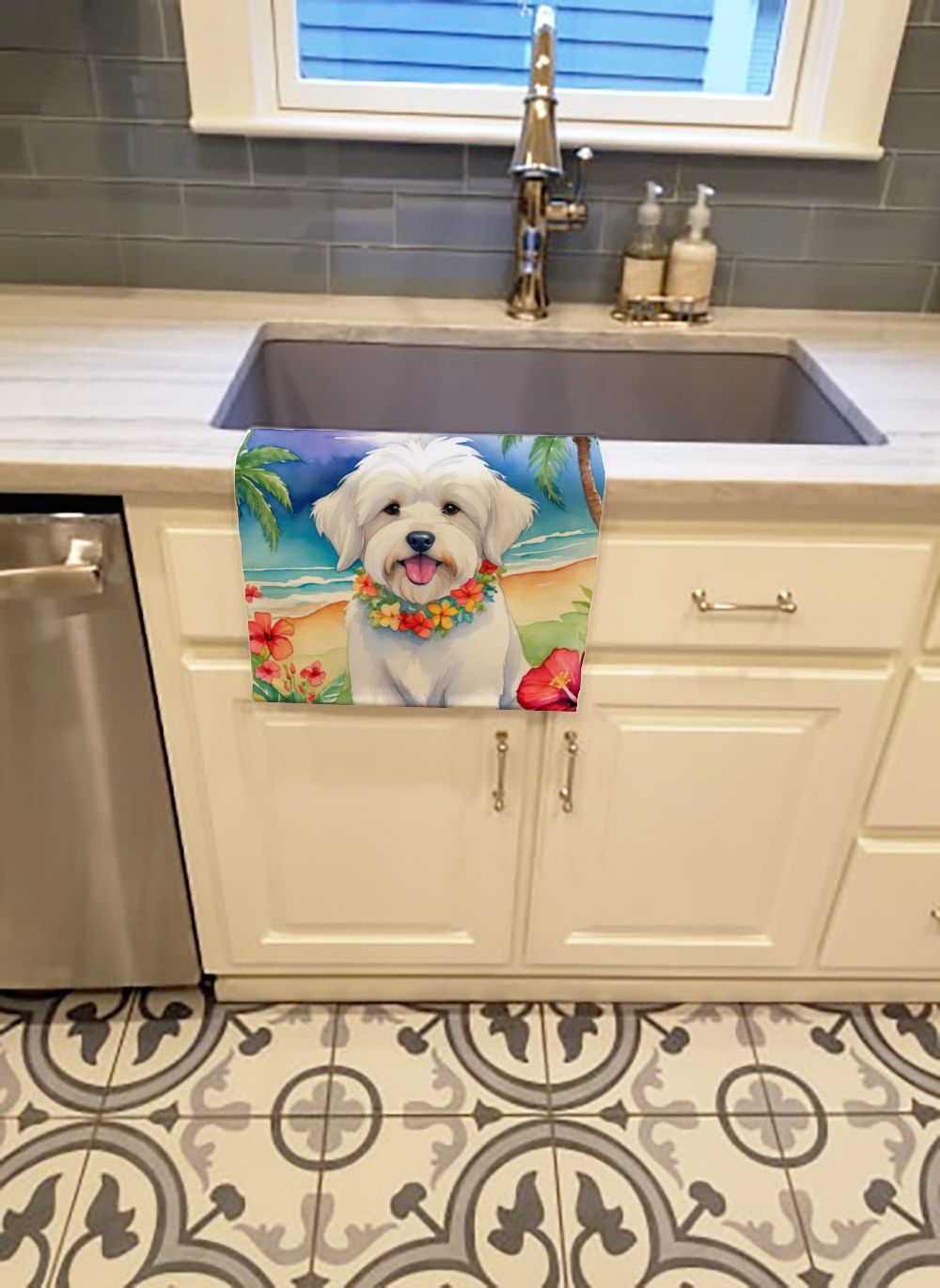 Coton de Tulear Luau Kitchen Towel Dish Cloths Guest Hand Towel Decorative Bathroom Towel for Face,Tea, Dishcloth, Kitchen and Bath