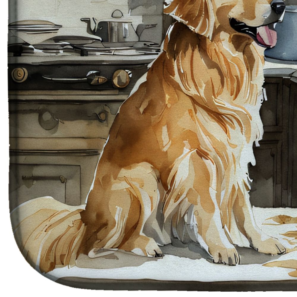 Golden Retriever Fall Kitchen Pumpkins Dish Drying Mat Absorbent Dish Drying Mat Pad for Kitchen Counter Dish Drainer Mat for Countertop, 14 x 21", Multicolor