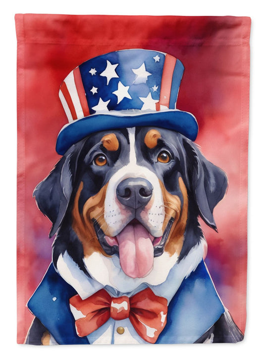 Greater Swiss Mountain Dog Patriotic American House Flag Large Porch Sleeve Pole Decorative Outside Yard Banner Artwork Wall Hanging, Polyester, House Size, Multicolor