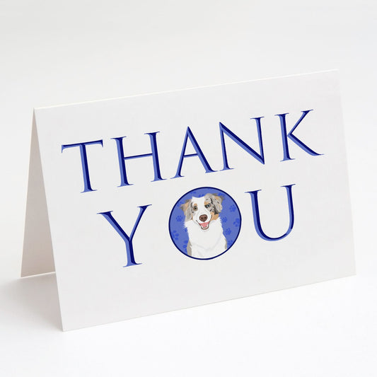 Australian Shepherd Red Merle Tricolor #1 Thank You Greeting Cards Pack of 8 Blank Cards with Envelopes Whimsical A7 Size 5x7 Blank Note Cards