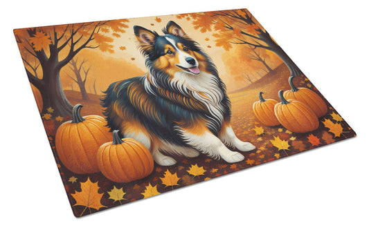 NEW Sheltie Fall Glass Cutting Board Decorative Tempered Glass Kitchen Cutting and Serving Board Large Size Chopping Board