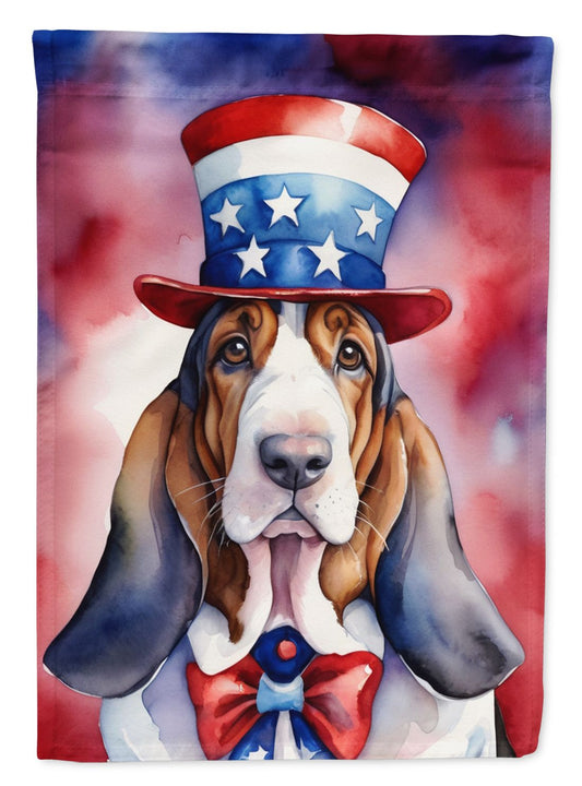 Basset Hound Patriotic American Garden Flag Mailbox Flag Decorative Yard Flag Banner Outside Patio Artwork Yard Flower Beds, Garden Size, Multicolor