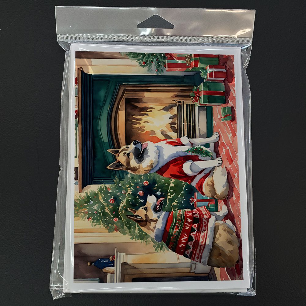 Akita Christmas Greeting Cards Pack of 8 Blank Cards with Envelopes Whimsical A7 Size 5x7 Blank Note Cards