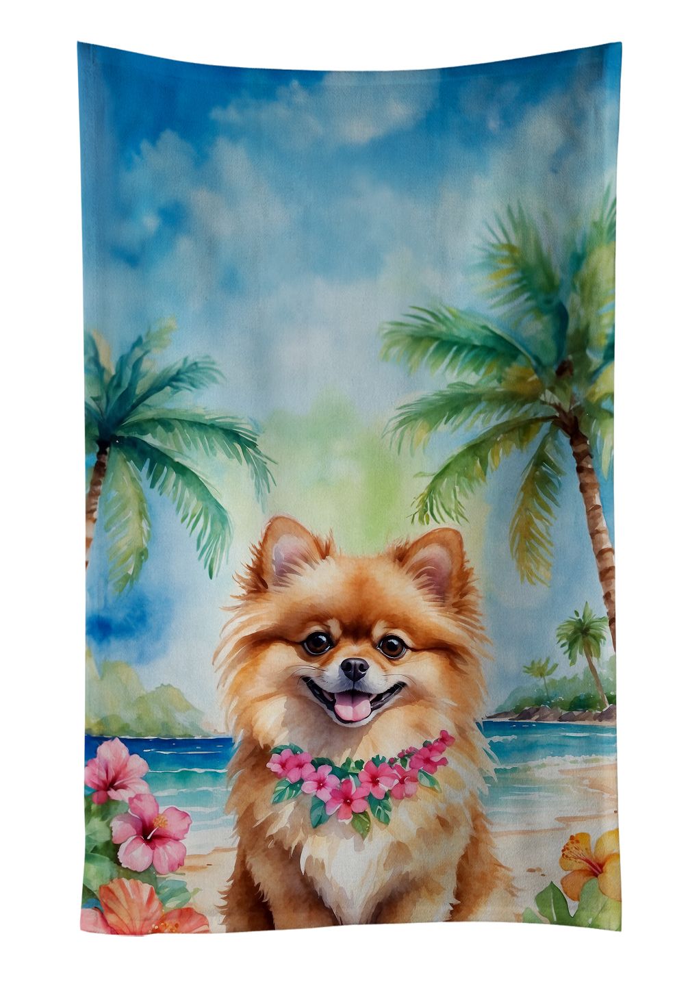 Pomeranian Luau Kitchen Towel Dish Cloths Guest Hand Towel Decorative Bathroom Towel for Face,Tea, Dishcloth, Kitchen and Bath