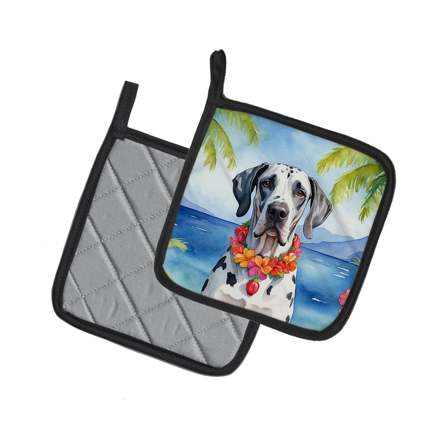 Great Dane Luau Pair of Pot Holders Kitchen Heat Resistant Pot Holders Sets Oven Hot Pads for Cooking Baking BBQ, 7 1/2 x 7 1/2