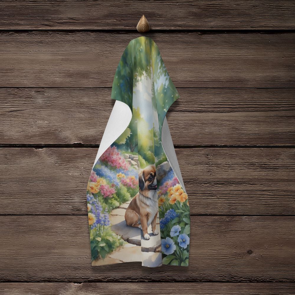 Tibetan Spaniel Spring Path Kitchen Towel Dish Cloths Guest Hand Towel Decorative Bathroom Towel for Face,Tea, Dishcloth, Kitchen and Bath