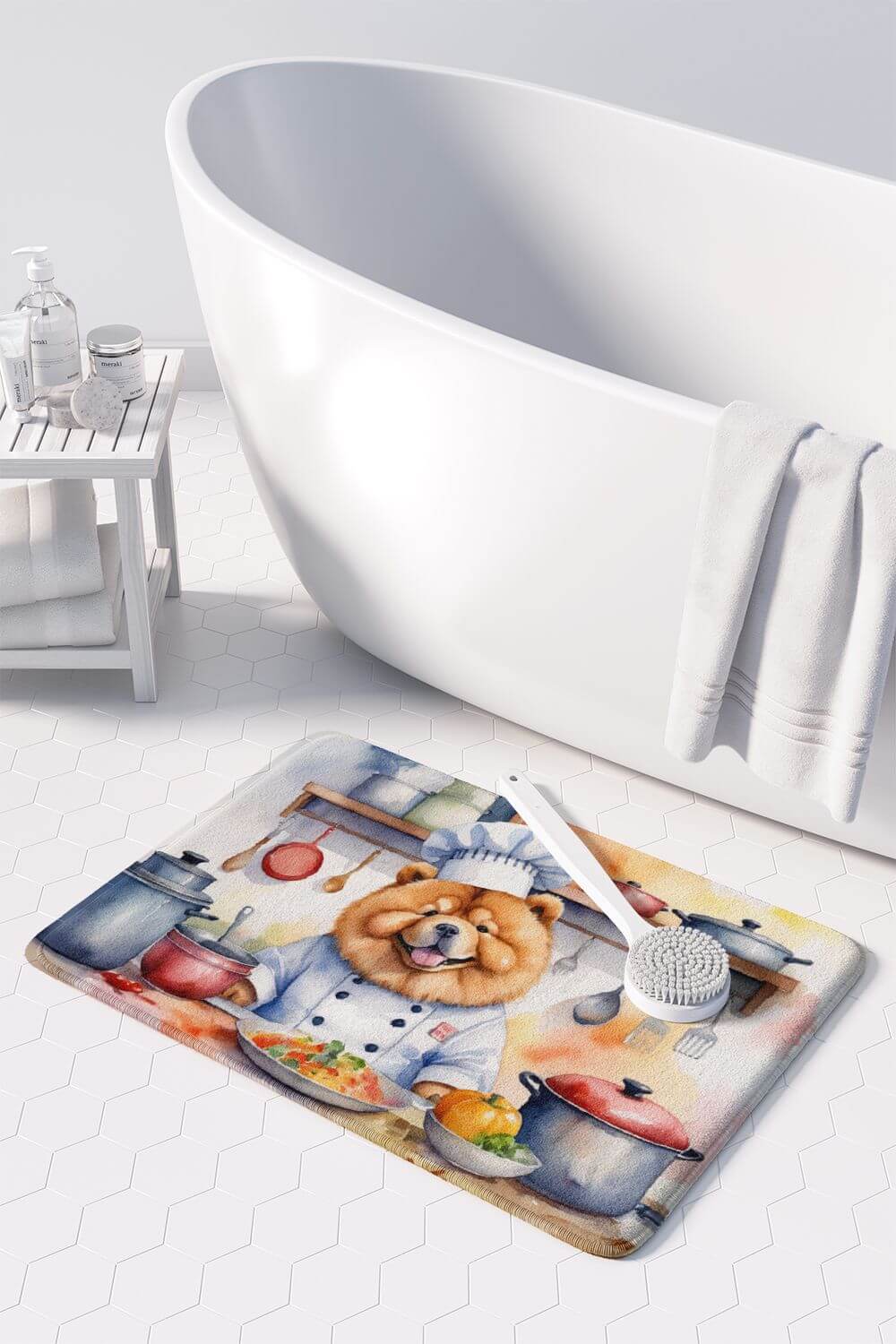 Chow Chow The Chef Memory Foam Kitchen Mat Machine Washable Anti-Fatigue Mat Cushion Comfort Bath Mat or Kitchen Rug