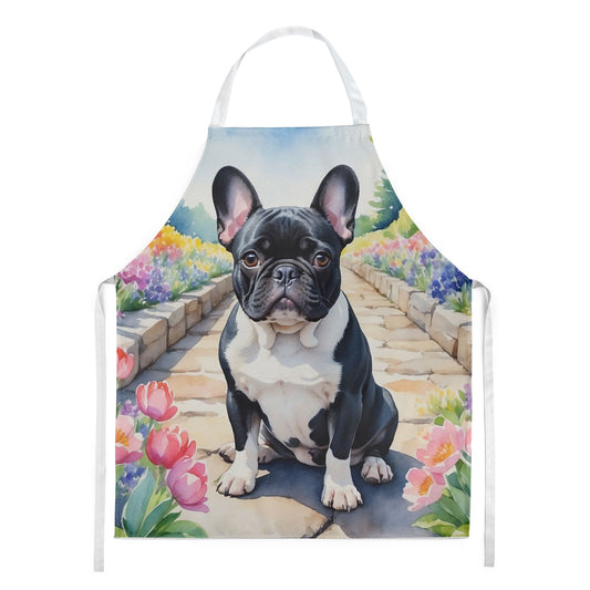 French Bulldog Spring Path Apron Cooking Kitchen Server Baking Crafts Gardening for Adult Women Men, Unisex, Large, Multicolor