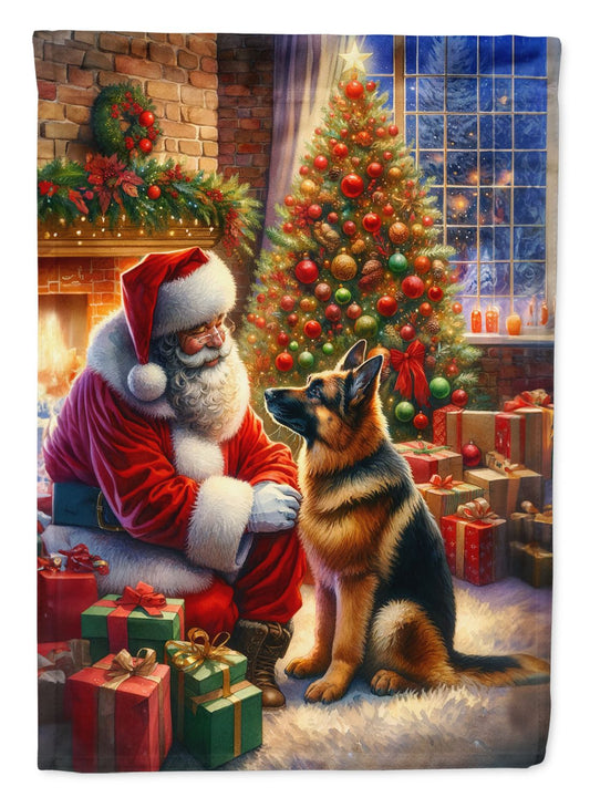 German Shepherd and Santa Claus House Flag Large Porch Sleeve Pole Decorative Outside Yard Banner Artwork Wall Hanging, Polyester, House Size, Multicolor