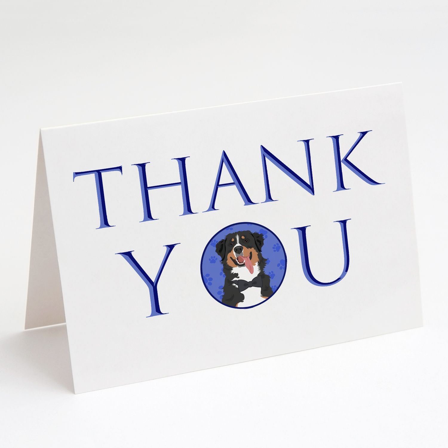 Bernese Mountain Dog #1 Thank You Greeting Cards Pack of 8 Blank Cards with Envelopes Whimsical A7 Size 5x7 Blank Note Cards