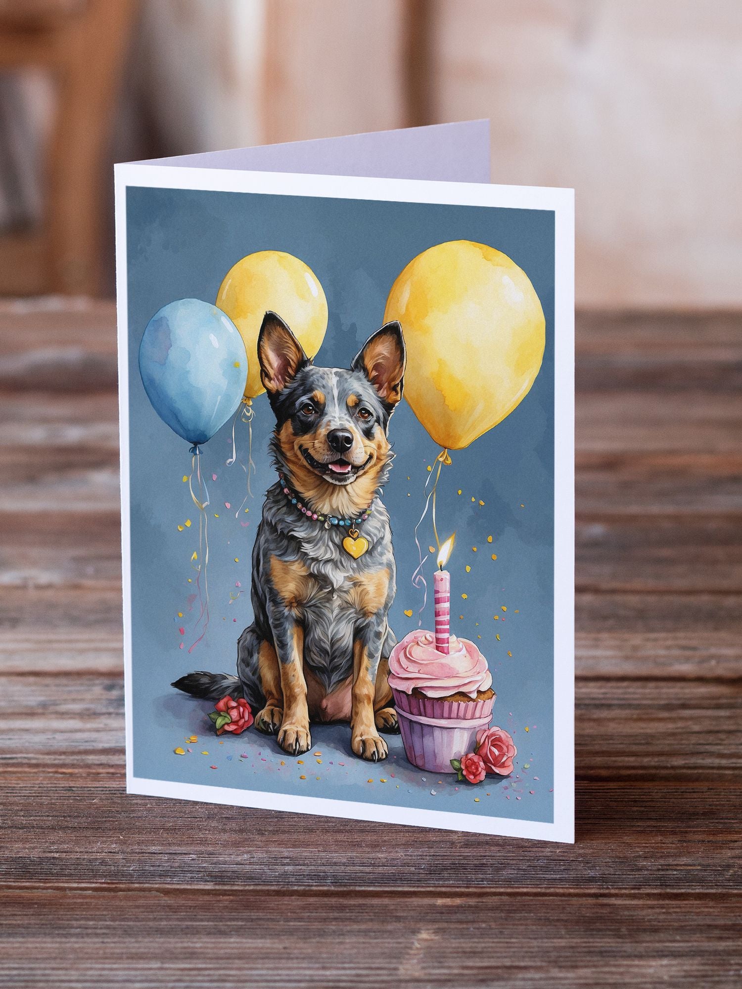 Australian Cattle Dog Happy Birthday Greeting Cards Pack of 8 Blank Cards with Envelopes Whimsical A7 Size 5x7 Blank Note Cards